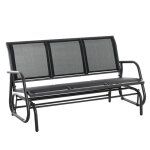 Outsunny - banc de jardin - acier - 147x70x85cm - noir