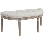 Banc bout de lit - homcom - 110x44x49cm - tissu aspect lin - blanc