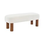 Banc bout de lit bois dhévéa et bouclette fujo Banc bout de lit bois dhévéa et bouclette fujo