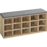 Banc à chaussures assise rembourrée et 15 compartiments Étagère porte - chaussures capacité de charge ... Banc à chaussures assise rembourrée et 15 compartiments Étagère porte - chaussures capacité de charge ...