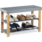Relaxdays banc  chaussures bambou 2 niveaux ouverts range - chaussures banquette veinure naturelle 45x70x285c ...