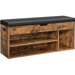 Banc  chaussures rembourr - vasagle - 3 compartiments - marron rustique - capacit de charge 136 kg ...