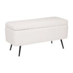 Banc coffre bouclette aurora blanc 100x40cm - atmosphera createur dinterieur Banc coffre bouclette aurora blanc 100x40cm - atmosphera createur dinterieur