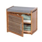 Wenko - banc armoire de salle de bain en bambou bahari - l. 50 x h. 45 cm - gris Wenko - banc armoire de salle de bain en bambou bahari - l. 50 x h. 45 cm - gris