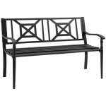 Outsunny - banc de jardin 2 places - acier - 128x62. 5x81. 5cm - noir