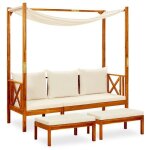 Banc de jardin - acacia - 179x66x180 cm - 2 personnes - avec auvent - couleur cr�me