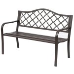 Outsunny - banc de jardin - m�tal - 128x60x89cm - brun