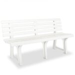 Banc de jardin en plastique blanc - vidaxl - 1455 cm - rsistant aux intempries - assemblage facile