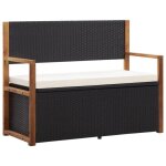 Vidaxl banc de jardin 115 cm r�sine tress�e et bois dacacia noir 46010
