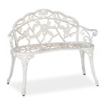 Relaxdays banc de jardin 2 si�ges roses terrasse balcon aluminium et fonte antique 78 x 98 x 57 cm blanc ...