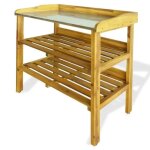 Banc � jardini�re - vidaxl - bois dacacia - 2 �tag�res - zinc - 76x37x92 cm