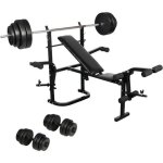 Vidaxl banc de musculation complet pliable avec haltre long et set d?haltres 270166