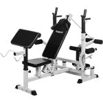 Banc de musculation universel movit - rglable - supports d?haltres - blanc