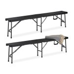 Relaxdays banc pliable lot de 2 pliant pour terrasse & jardin plastique camping kermesse 43x179x245 cm ...