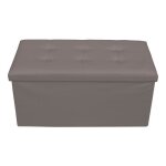 Banc de rangement - mobili rebecca - pouf coffre rectangle gris - simili (pu) - 76x38x38