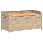 Banc de rangement - mothinessto - mlange beige et marron - rsine tresse - bois dacacia - 100x50x52 ...