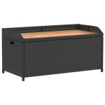 Banc de rangement - mothinessto - noir et marron - rsine tresse - bois dacacia - 100x50x52 cm
