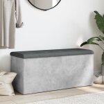 Banc de rangement - mxzzand - gris bton - 102x42x45 cm - bois dingnierie - coussin inclus
