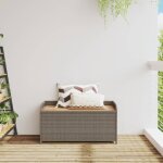 Banc de rangement - omabeta - cwt03244 - r�sine tress�e grise - bois dacacia - 100x50x52 cm