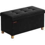 Pouf coffre de rangement tabouret avec repose - pieds pliable banc avec rangement 38 x 76 x 40 cm pour ...