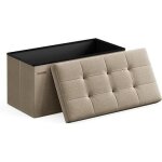 Banc de rangement pliant - songmics - taupe clair - 76 cm - 89l - 300 kg