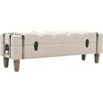 Banc de rangement - pouf coffre de rangement bois massif et acier 111 x 34 x 37 cm Banc de rangement - pouf coffre de rangement bois massif et acier 111 x 34 x 37 cm