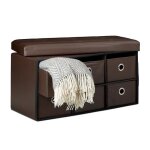 Relaxdays banc de rangement hxlxp: 38 x 76 x 38 cm 6 compartiments amovibles tabouret pouf simili cuir ...