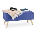 Relaxdays banc de rangement rembourr pieds en bois coffre avec revtement en tissu 395 x 795 x 39 cm ...