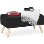 Relaxdays banc de rangement rembourr� pieds en bois coffre avec rev�tement en tissu 395 x 795 x 39 cm ...
