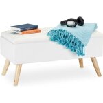 Relaxdays banc de rangement rembourr� pieds en bois coffre avec rev�tement en tissu 395 x 795 x 39 cm ...