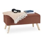 Relaxdays banc de rangement rembourr pieds en bois coffre avec revtement en tissu 395 x 795 x 39 cm ...