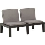 Banc de salon de jardin - vidaxl - confortable - plastique - 3 personnes - coussin amovible Banc de salon de jardin - vidaxl - confortable - plastique - 3 personnes - coussin amovible