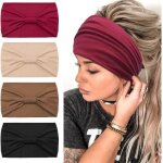 Echarpe femmemode 4 pcs serre tete femme large �lastique croix de crissecharpe cheveux yoga sport headband ...