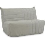 Banquette bz 2 places becci - velours c�tel� beige - matelas bultex - fabrication fran�aise