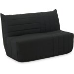 Banquette bz - 2 places - tissu anthracite - 143 x 106 x 92 cm - matelas bultex - becci