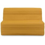 Banquette bz joe - tissu jaune ocre - 3 places - l 143 x p 97 cm - couchage 140 x 190 cm