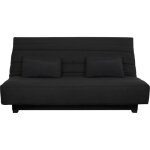 Banquette clic clac 2 places reveur - tissu noir - matelas dunlopillo - couchage 188x128 cm