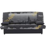 Banquette clic clac 3 places - motif new york jaune - style contemporain - l 190 x p92 cm - mila