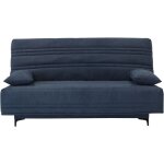 Banquette clic clac 3 places - tissu bleu - l199 x p96 x 103 cm - kristen - style contemporain Banquette clic clac 3 places - tissu bleu - l199 x p96 x 103 cm - kristen - style contemporain