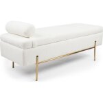 Banquette - coffre moderne hepburn l140cm tissu bouclette blanc Banquette - coffre moderne hepburn l140cm tissu bouclette blanc