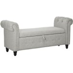 Homcom - banc de rangement - lin (100% polyester) - 146. 5x49x72cm - gris