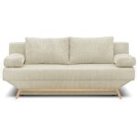 Banquette convertible 3 places - coffre de rangement - tissu velours côtelé beige - l 190 x h 92 x p ... Banquette convertible 3 places - coffre de rangement - tissu velours côtelé beige - l 190 x h 92 x p ...