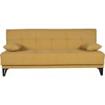Banquette convertible 3 places - limra - tissu moutarde - 2 coussins - 190 x 87 x 87 cm Banquette convertible 3 places - limra - tissu moutarde - 2 coussins - 190 x 87 x 87 cm