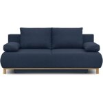 Banquette convertible 3 places mika - tissu bleu fonc� - coffre de rangement - l 192 x h 84 x p 93 cm ...