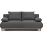 Banquette convertible 3 places mika - tissu gris - coffre de rangement - l 192 x h 84 x p 93 cm