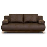 Banquette convertible 3 places mika - tissu vintage simili cuir - coffre de rangement - 192 x 84 x 93 ...