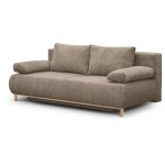 Banquette convertible - 3 places - mika - velours c�tel� taupe - avec coffre de rangement - 192 x 93 ...