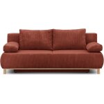 Banquette convertible 3 places mika - velours c�tel� terracotta - coffre de rangement - l 192 x h 84 ...