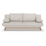 Banquette convertible - 3 places - naoto - tissu beige - coffre de rangement - 202 x 98 x 98 cm Banquette convertible - 3 places - naoto - tissu beige - coffre de rangement - 202 x 98 x 98 cm