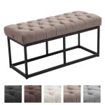 Banquette design amun en tissu avec piètement en métal noir mat style chesterfield - clp - 100 cm - taupe ... Banquette design amun en tissu avec piètement en métal noir mat style chesterfield - clp - 100 cm - taupe ...